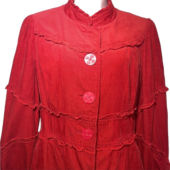 Elevenses-Anthropologie red corduroy jacket. Size 10. Absolutely beautiful - Picture 2 of 8